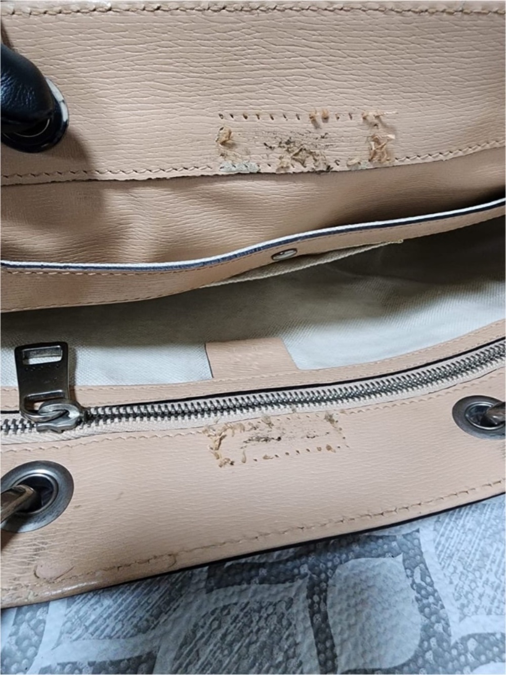 Authentic GUCCI Shangai Calfskin Blooms Print Medium Bamboo Shopper Tote Pink/Mu - Picture 14 of 14